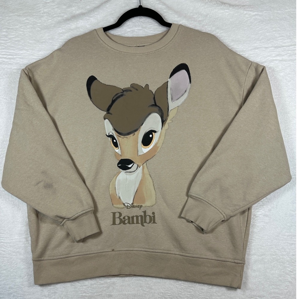 Disney Classics at Primark Bambi Sweatshirt Womens Small Tan Graphic Crewneck
